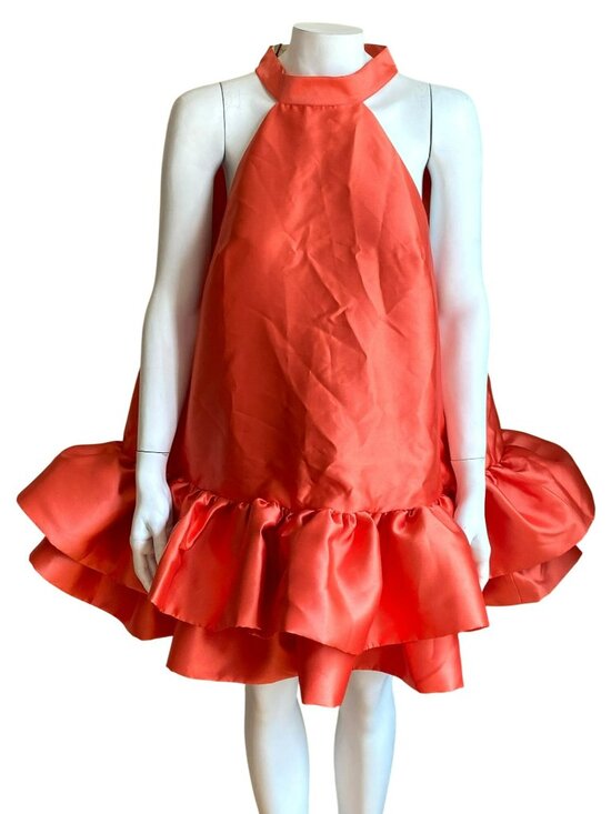 The Kemist Dresses & Skirts - The Kemist Orange Sleeveless Halter Ruffled Mini Short Dress Size 18 Orig $250!